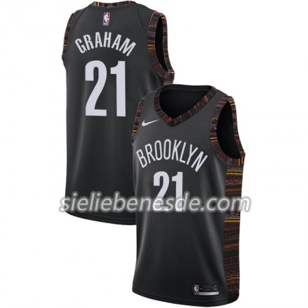 Herren NBA Brooklyn Nets Trikot Treveon Graham 21 2018-19 Nike City Edition Schwarz Swingman